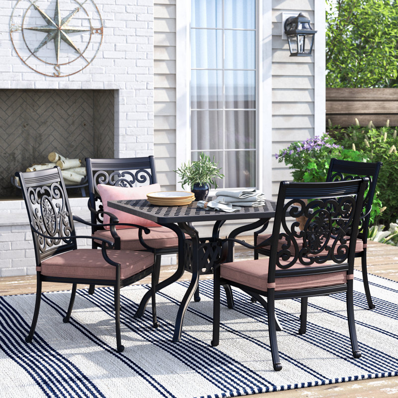 Caseyville 5-Piece Patio Dining Set with Cushions and 36'' Square Dining Table