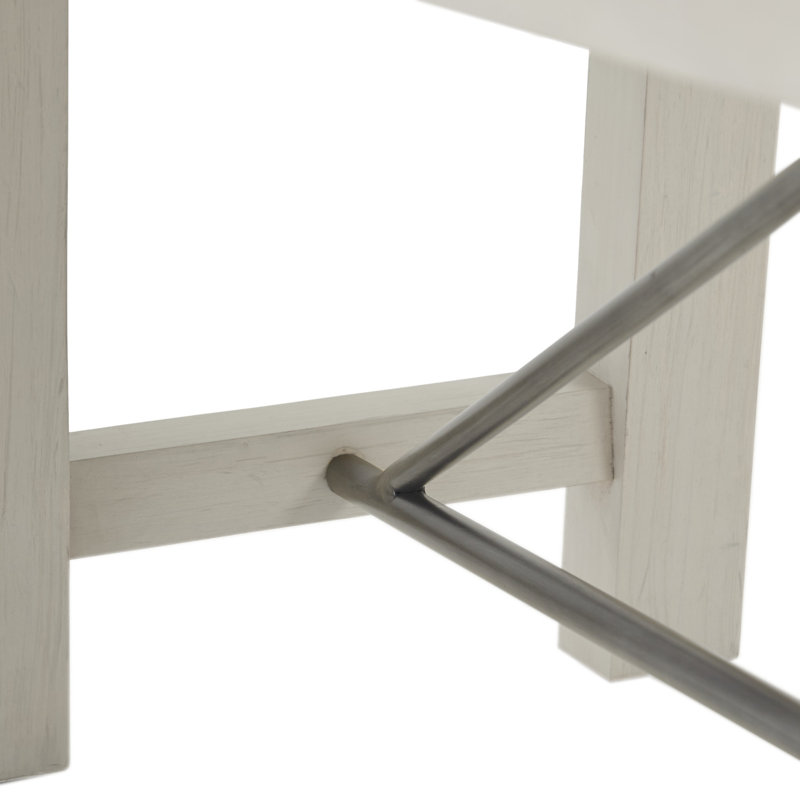 Banc de salle à manger en bois massif blanc recyclé Embrey, Blanc récupéré