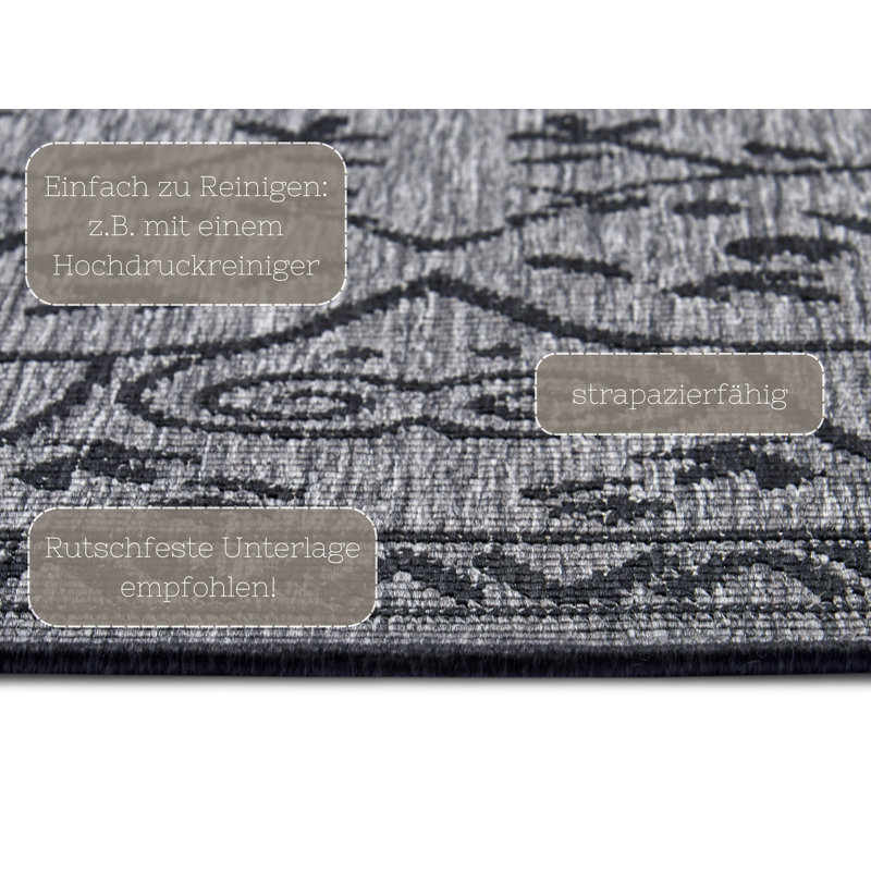 Leyte Flatweave Black Rug, Rectangle 120 x 170cm