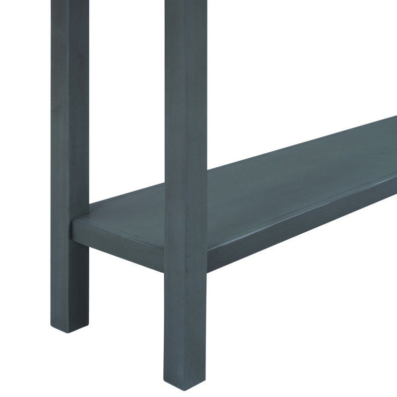 Aron Rustic Console Table with Drawers & Storage Shelf, Navy