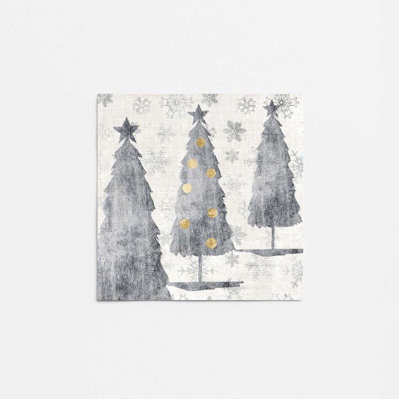 Impression festive des arbres argentés, Sans cadre, papier, H 11 po x l 14 po