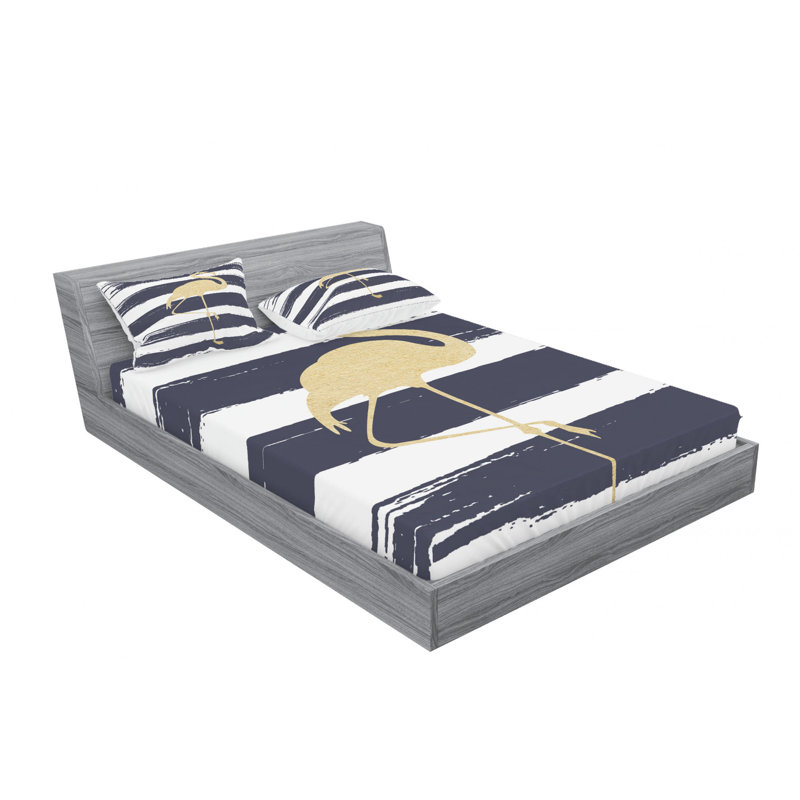 Microfiber Striped Sheet Set, Queen Sheet Set with Fitted Sheet