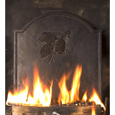 Cast Iron Fireback with Pine Cone Design
