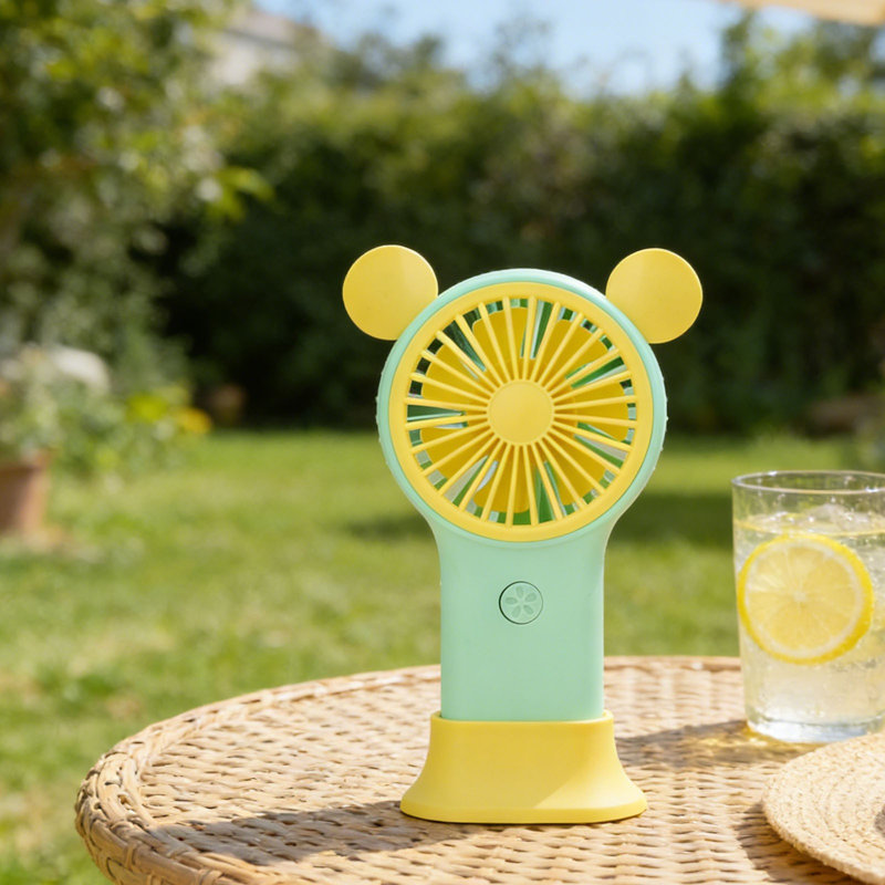 Ventilateur portatif USB de poche de petite taille avec lumières colorées kbndieu, Green