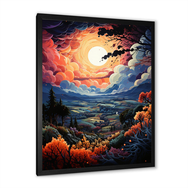 Un joli vignoble au coucher du soleil II, H 32 po x l 16 po x P 1 po, Cadre photo noir simple