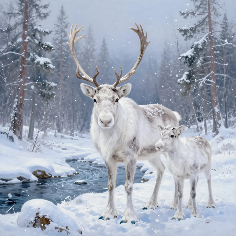 «Winter Companions», art mural sur toile tendue, 20"W x 20"H x 1.5"D