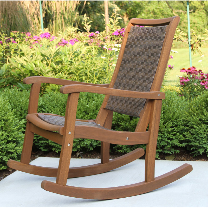 Chaise berçante en bois massif Arnot, Brun