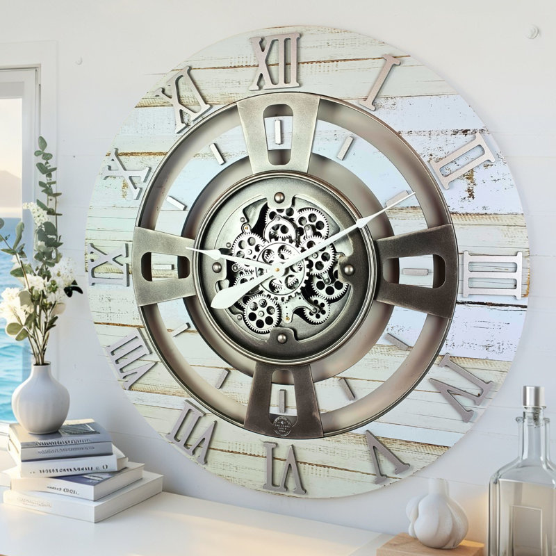 Solid Wood Wall Clock, Desert Beige, Large 61cm