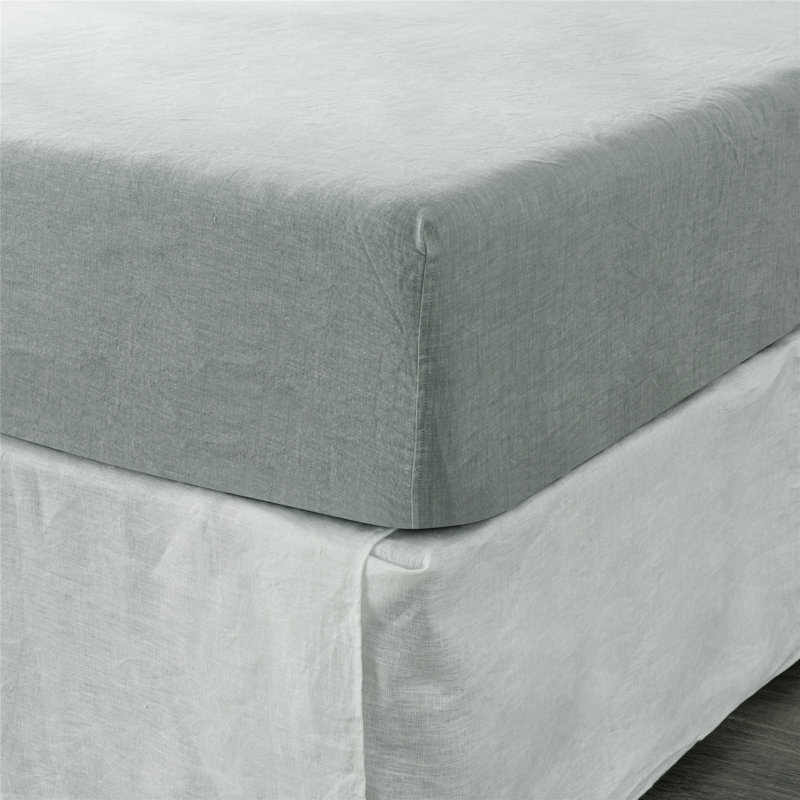 Blue Linen Queen Fitted sheet, Sea Glass, Twin Fitted Sheet