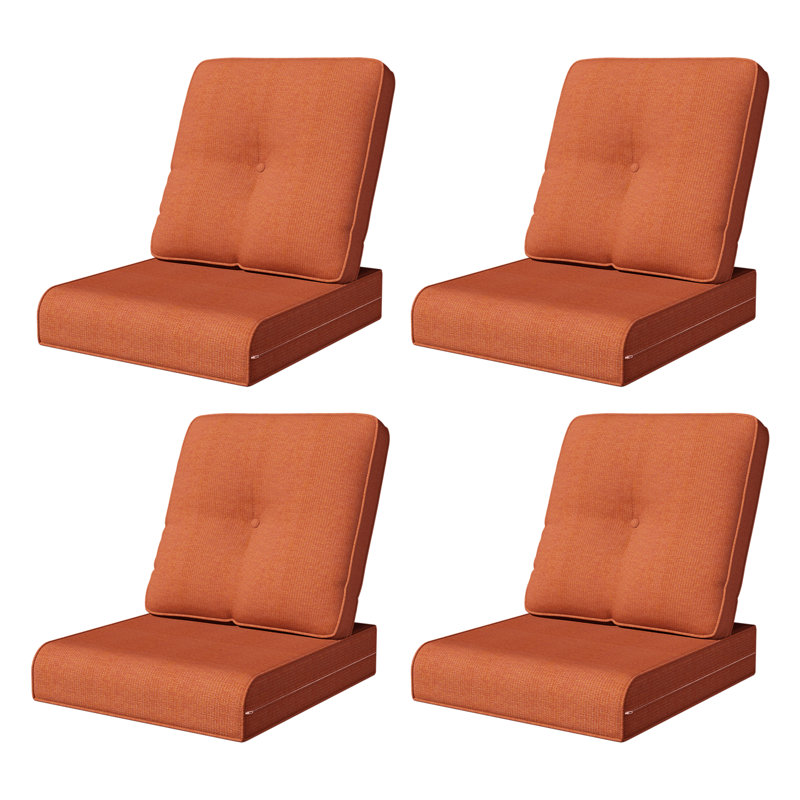 Adwin Outdoor 4" Deep Seat Cushion Set With Olefin Fabric, 4, Orange