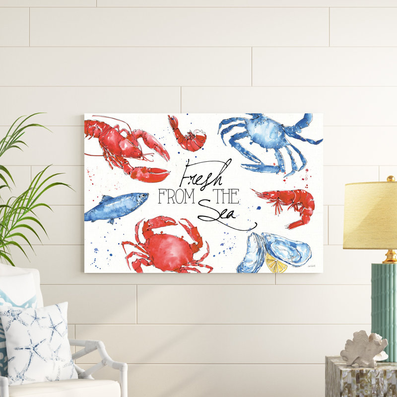Poisson et fruits de mer I, H 32 po x l 48 po x P 1,25 po