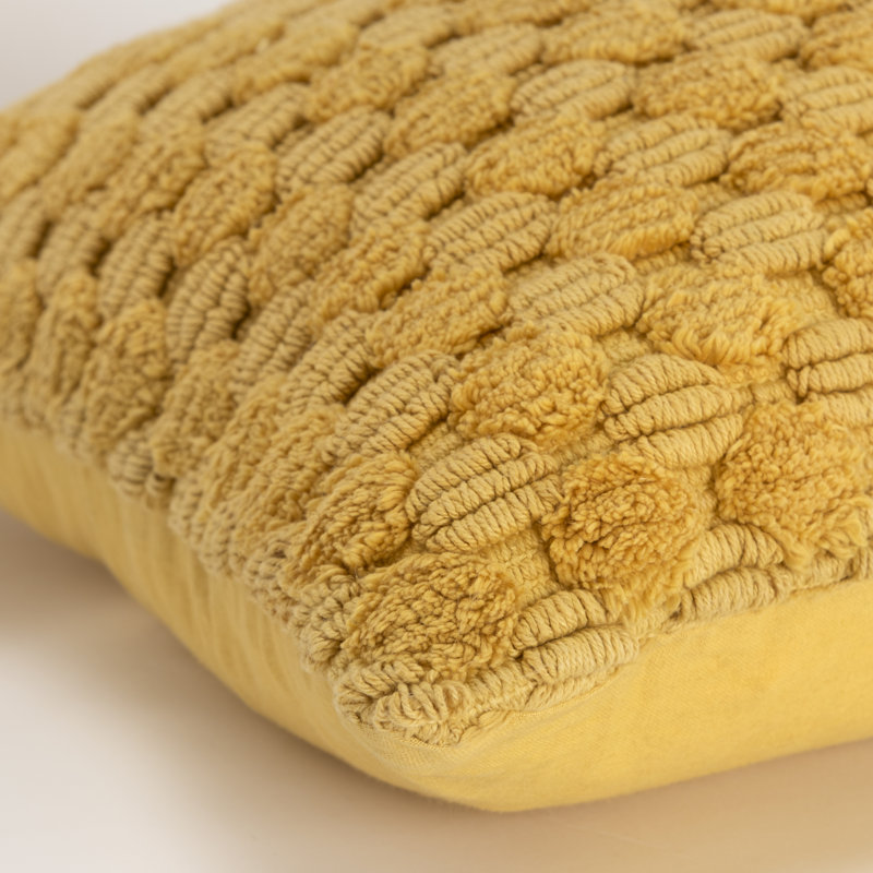 20'' Yellow Cotton Textured Throw Pillow