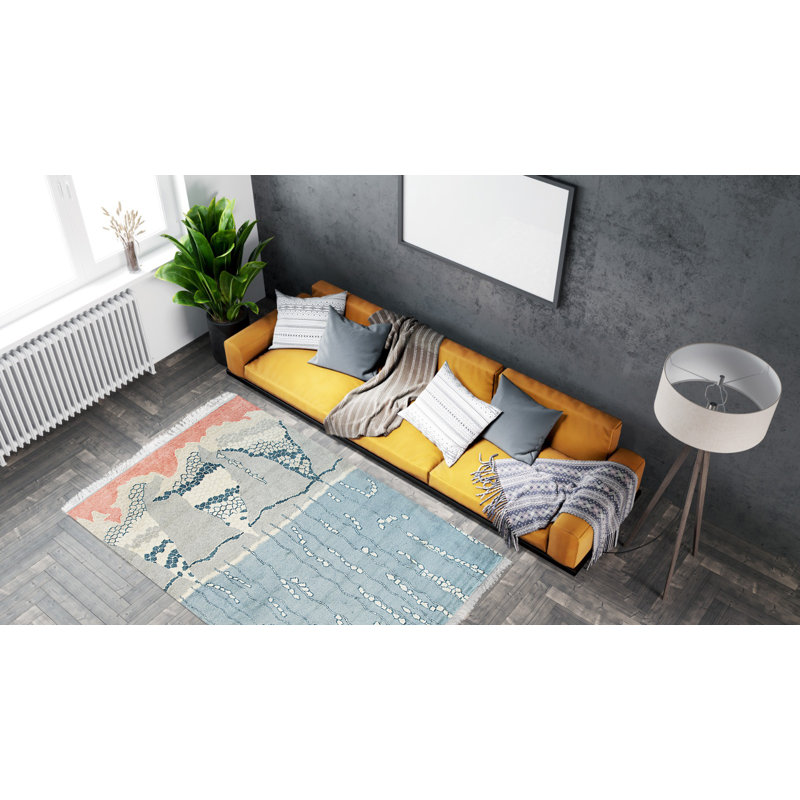 Tapis marocain multicolore en laine noué à la main Gitlow, Rectangle 5 pi x 8 pi