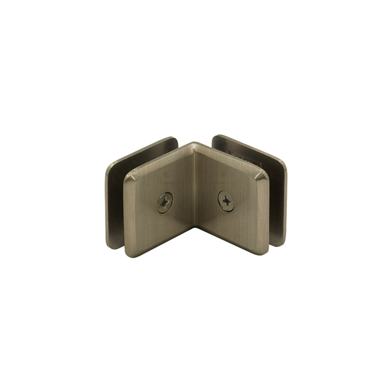 6D2CCBF8CF104D75B6F49D166AD28FC3 Pince verre à verre biseauté à face ouverte de 90 degrés pour verre 3/8 po et 1/2 po - bronze brossé