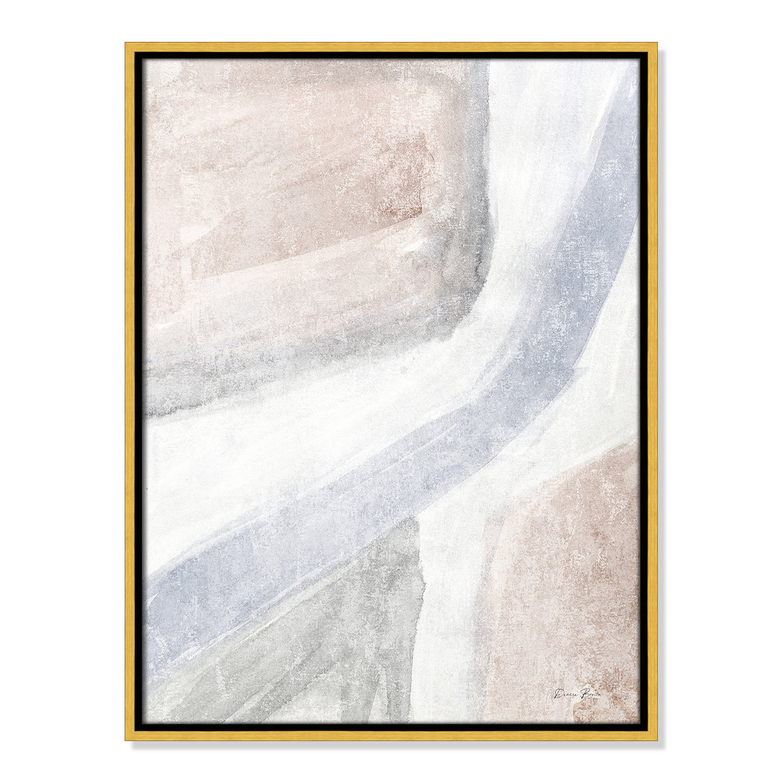 Helmsford "Soften 1" Painting, 25.5" H x 19.5" W x 2" D, Gold