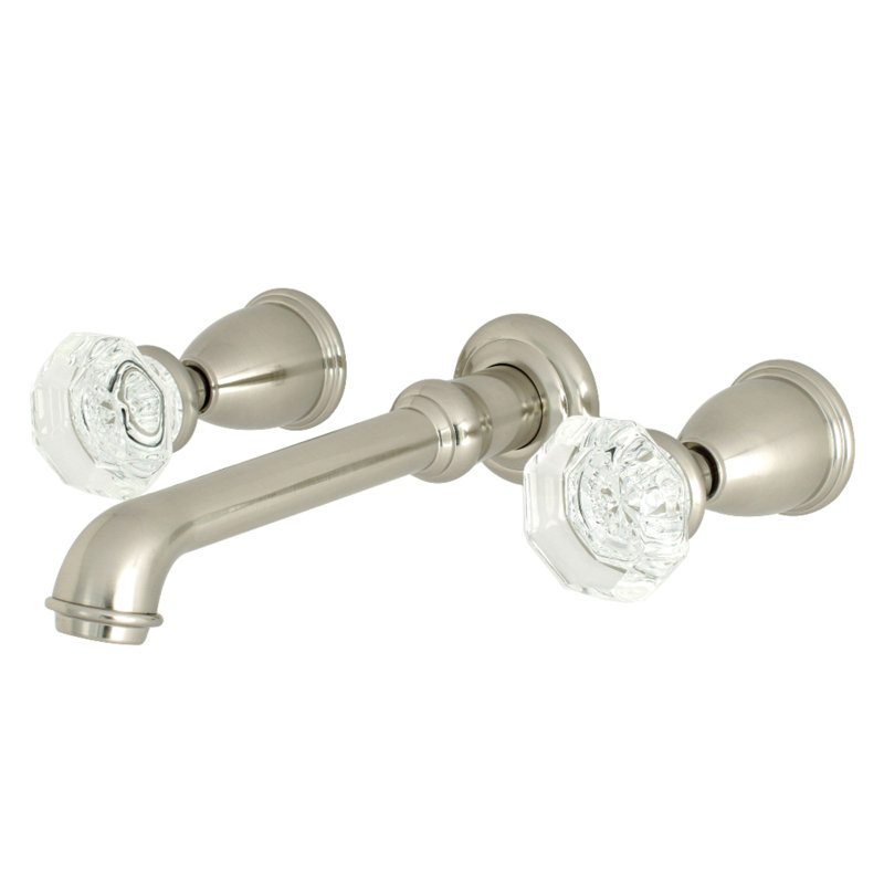 Kingston Brass Celebrity Two-Handle 3-Hole Wall Mount Bathroom Faucet, Brushed Nickel
