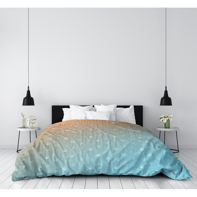 Housse de couette Katelyn Elizabeth, Housse de couette pour très grand lit, Microfibre, Bleu / orange