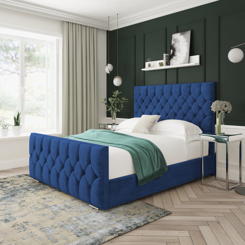 Upholstered Bed, Blue, Small Single (2'6)