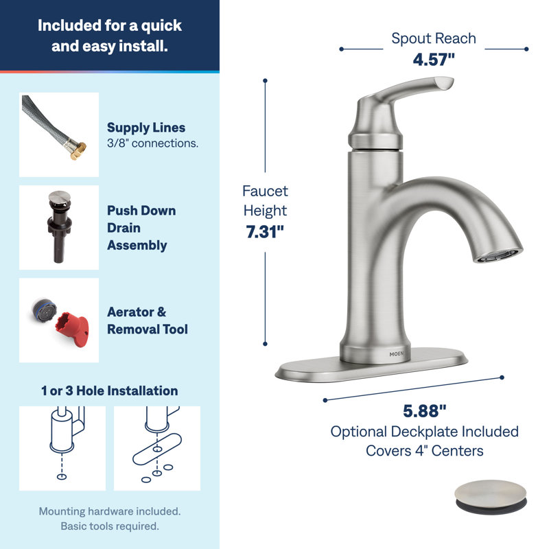 Robinet de salle de bain monotrou avec drain Wellton