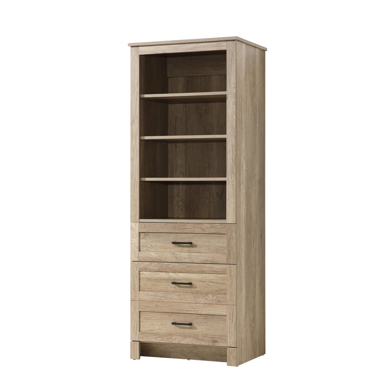 Armoire de rangement en verre 24 po pour salle de bain en chêne naturel, H 65 po x l 24 po x P 65 po, Chêne naturel