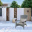 Chaise de patio grise rembourrée, avec chaise longue avec coussins de dossier Sun and Rain, améliorant le confort extérieur