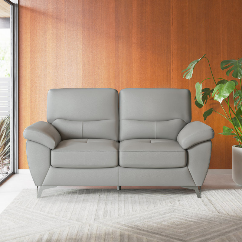 Sorenson Upholstered " Top Grain Leather Sofa, 37" H x 70" W x 36" D, Dark Gray