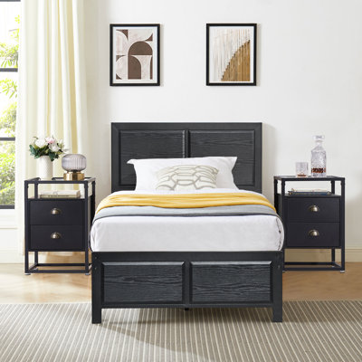 Ensemble de chambre à coucher et ensemble de table de chevet 3 pièces Kempst