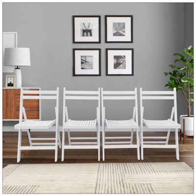 Furniture Slatted Wood Folding Special Event Chair - Set Of 4, FOLDING CHAIR, FOLDABLE STYLE, Comfortable And Durable