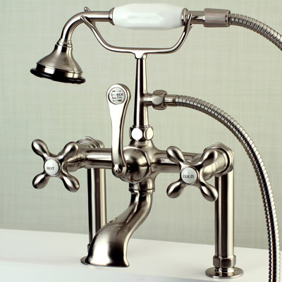 Robinet pour baignoire à pattes à 3 poignées et fixation sur le comptoir à 3 trous et cuivres Kingston