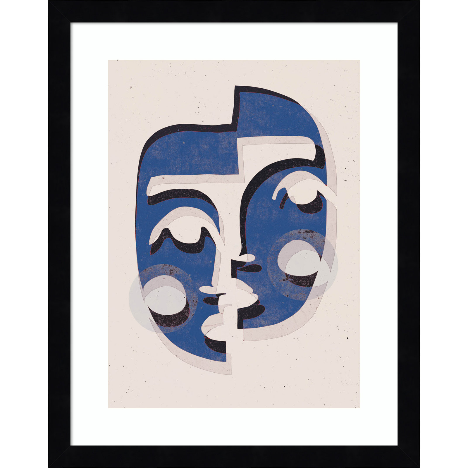 Galya "The Blue Mask" Print by Treechild, 17" H x 14" W, Black