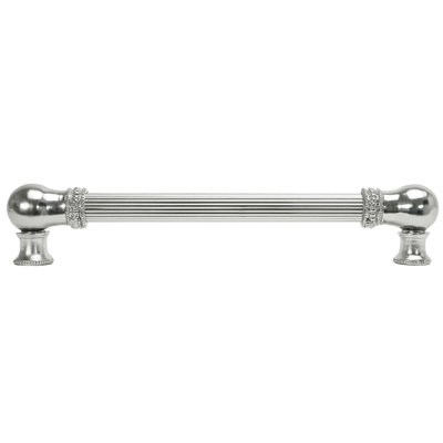 Classic-Beaded 6 inch center to center long reeded pull  in finish Platinum