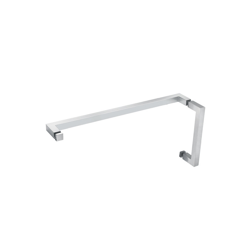 FHC PHSQ6X24CH Polished Chrome Square Pull And Towel Bar Combo, Brass Material, 6" Pull Handle Center to Center, 1/4" To 1/2" Glass Thickness