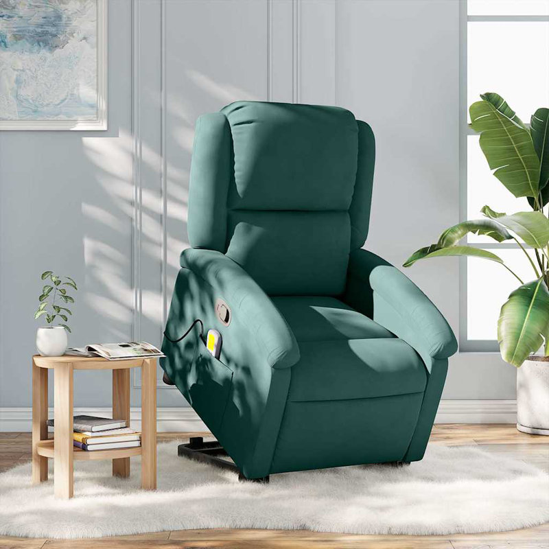 Upholstered Massage Chair, Light Gray Polyester, Manual Push Back