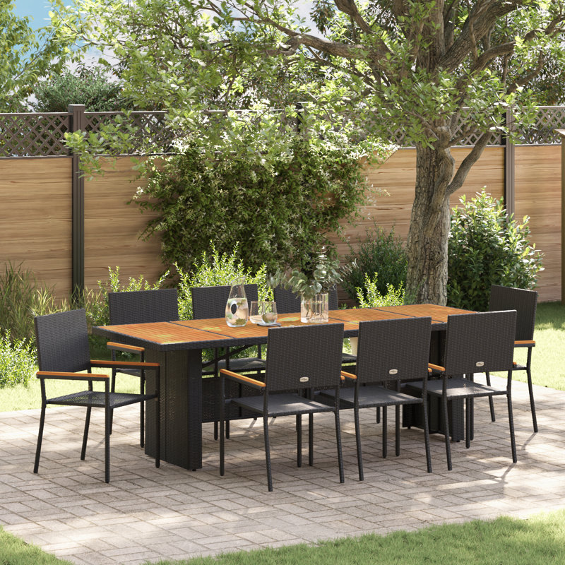 Garden Dining Set, Black