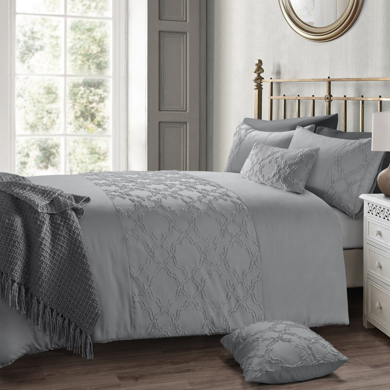 Annamari Duvet Cover, Grey, Floral