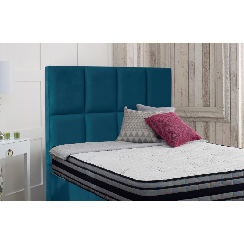 Brancy Upholstered Velvet Headboard, Small Double (4'), Teal