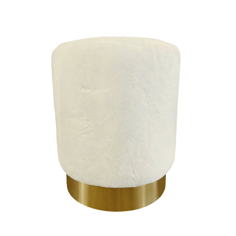 Alanni 14'' Wide Velvet Round Standard Ottoman, White Velvet