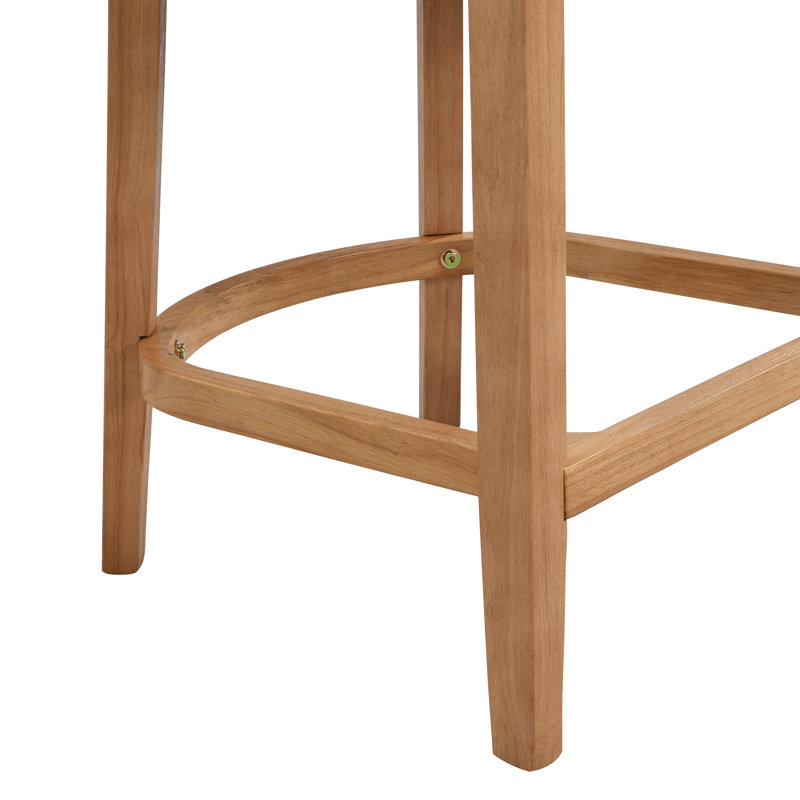 Oech Rubberwood Upholstered Bar Stools, Counter Stools (25.50'' Seat Height), Natural Oak