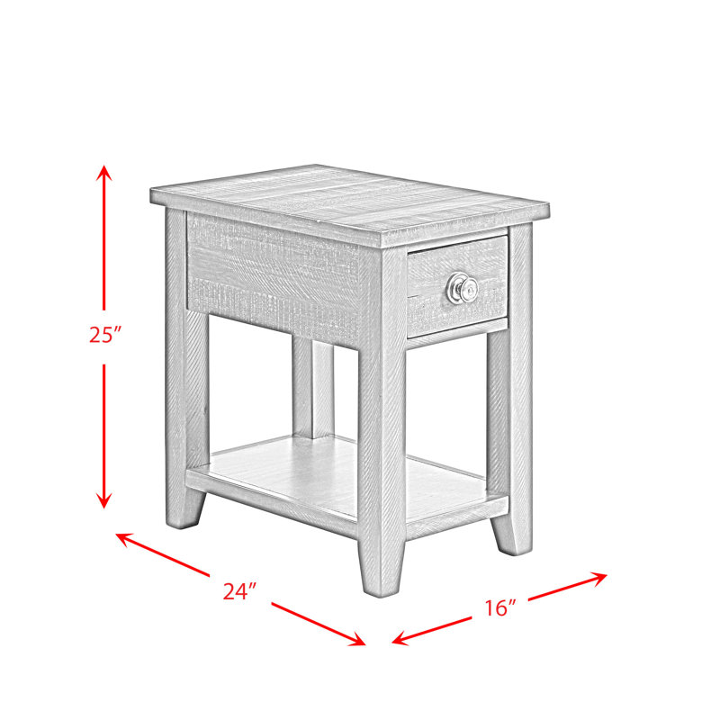 Table de bout avec rangement et prises de courant intégrées Morristown