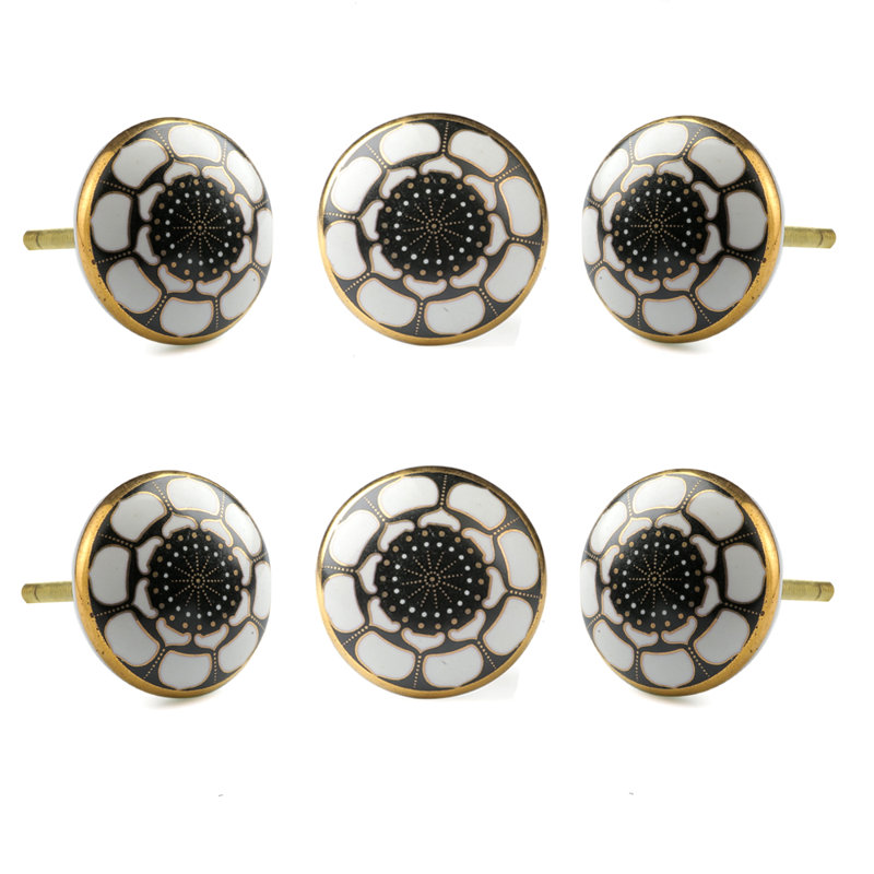 Paquet multiple de boutons de champignon Marigold de 1,8 po de diamètre, Noir / blanc / or