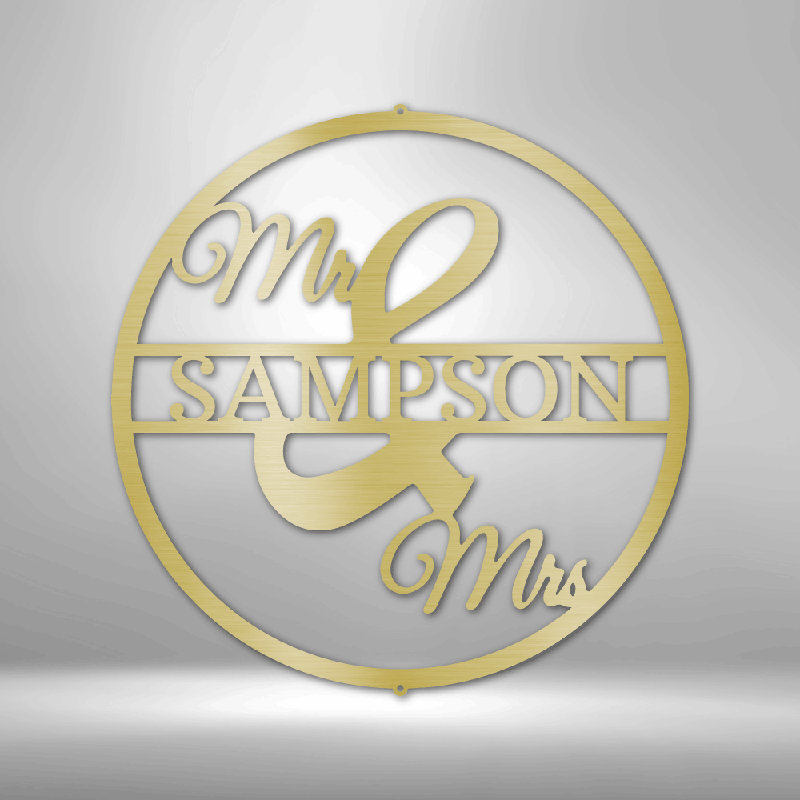 Décoration murale personnalisée en métal, monogramme et cercle en acier personnalisé, H 23 po x l 23,5 po x P 0,5 po, Oui
