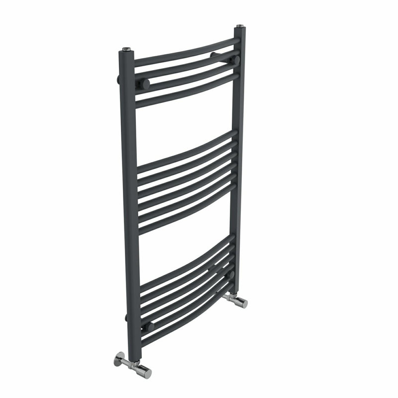 Cano Curved Heated Towel Rail Radiator Bathroom Ladder Warmer, 100cm H x 60cm W x 5.6cm D, Dark Grey