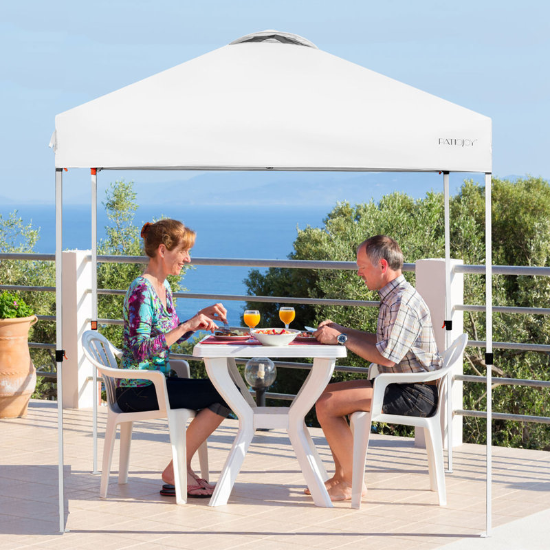 White 6.6 x 6.6 Feet Adjustable Outdoor Canopy Tent with Roller Bag