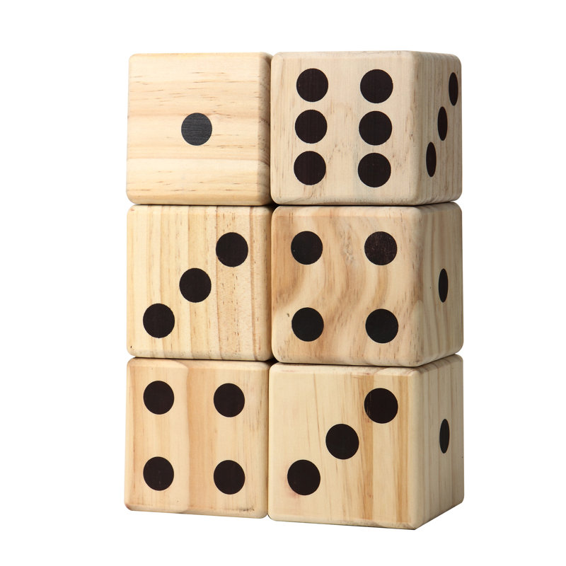 Oversized Outdoor Wooden Dice Set with Heat-Branded Dots