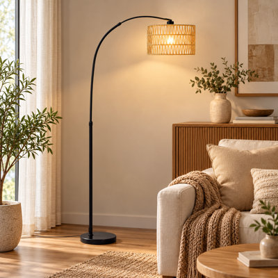 175cm Rattan Arched/Arc Floor Lamp