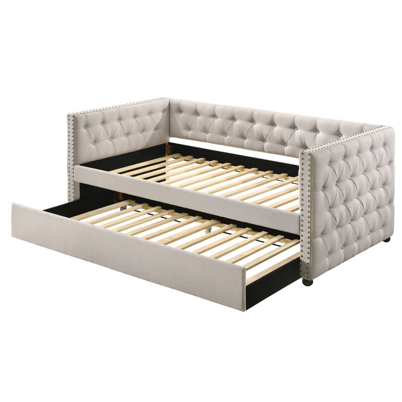 Lit de jour avec couchette Romona, Beige, Double