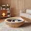 Table basse ovale avec rangement dissimulé, placage en bois massif naturel chaud, table d'appoint de style tambour de 47 pouces pour le salon ou le bureau