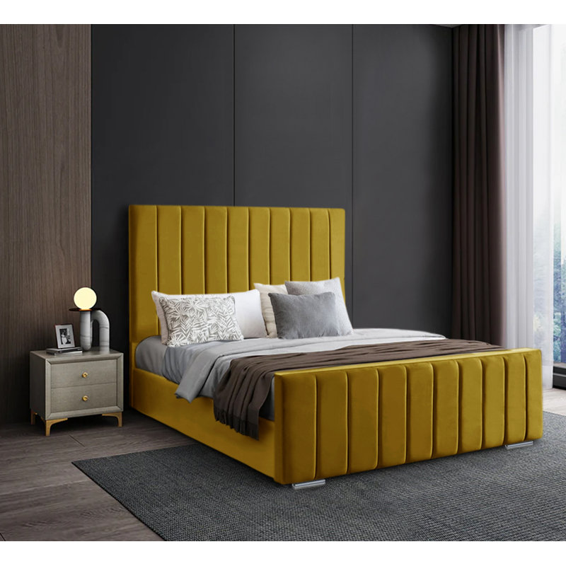 Banesa Upholstered Bed, Mustard, Super King (6')