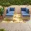 Canapés de patio moderne, ensemble modulaire en rotin PE 6 pièces avec coussins bleu marine