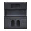 Buffet autoportant de 63 po de largeur avec huche, grande armoire de rangement pour bar à café avec 6 tiroirs, 5 armoires avec tablettes réglables, panneau perforé, porte-serviettes, prise de courant, noir